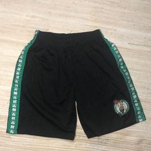 Celtics black and green basketball shorts size medium youth